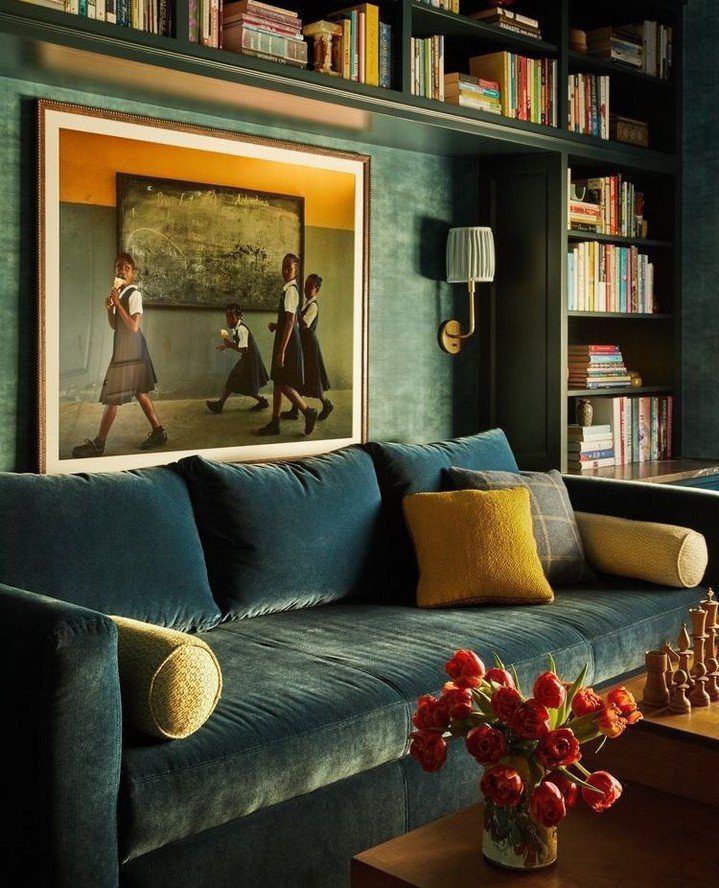 Indigo Comfort: Library Nook in Deep Blue