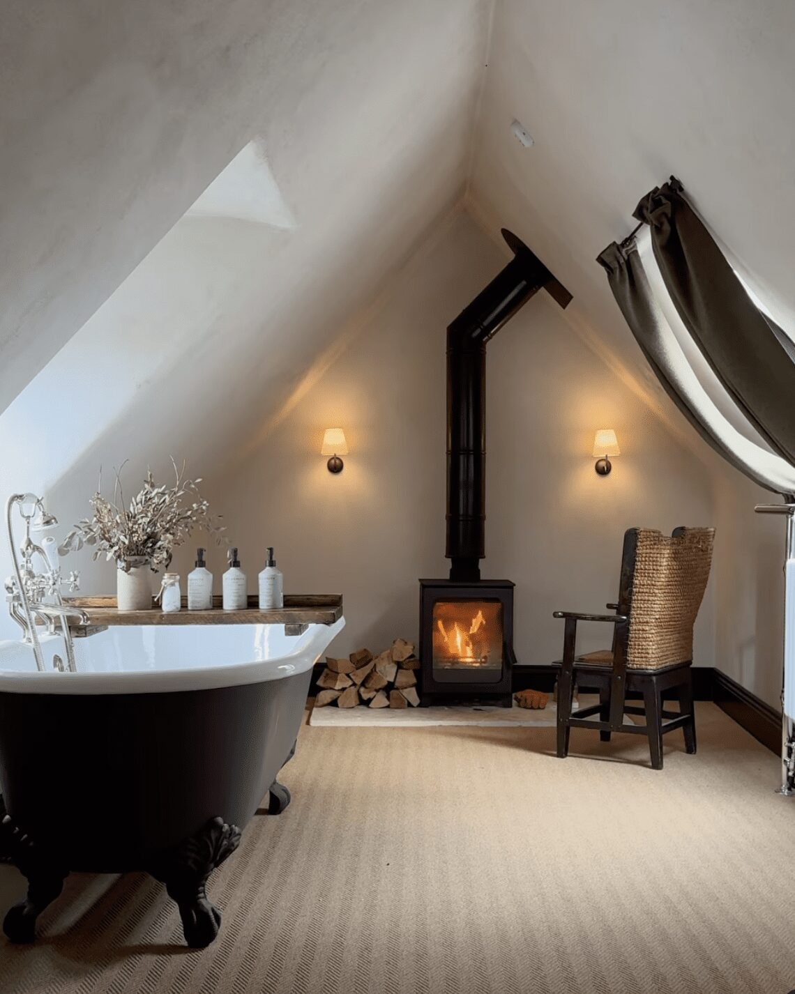 Dreamy Window Bathtubs That Scream Luxury 2025 21 Rustic Retreat with a Fireside Bathtub