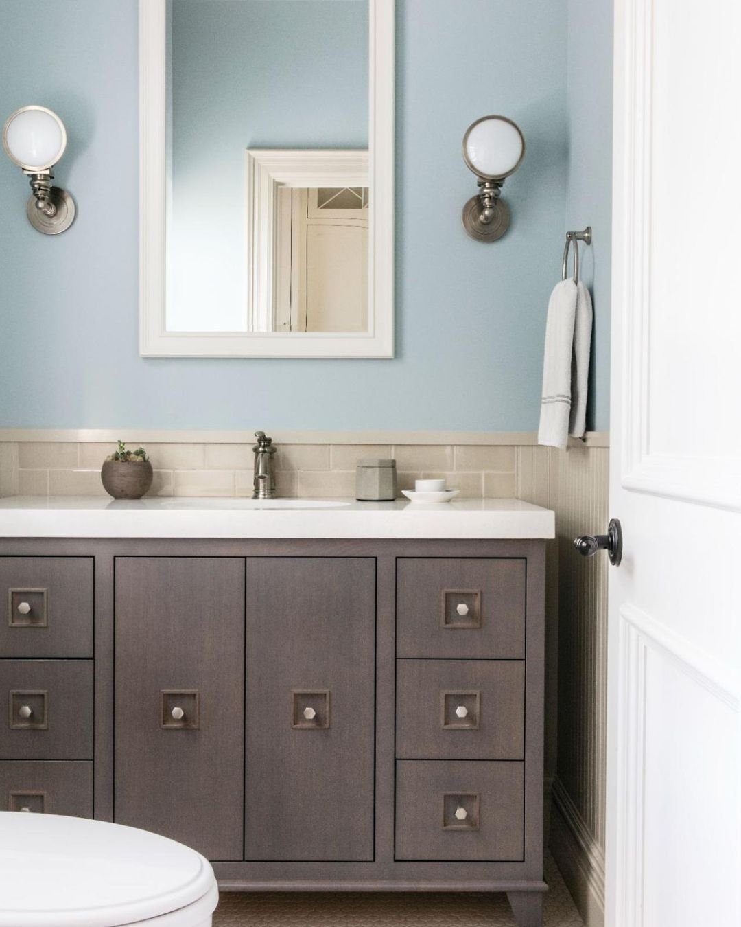 Stunning Partial Overlay Cabinet Ideas for 2025 21 Serene Bathroom Simplicity