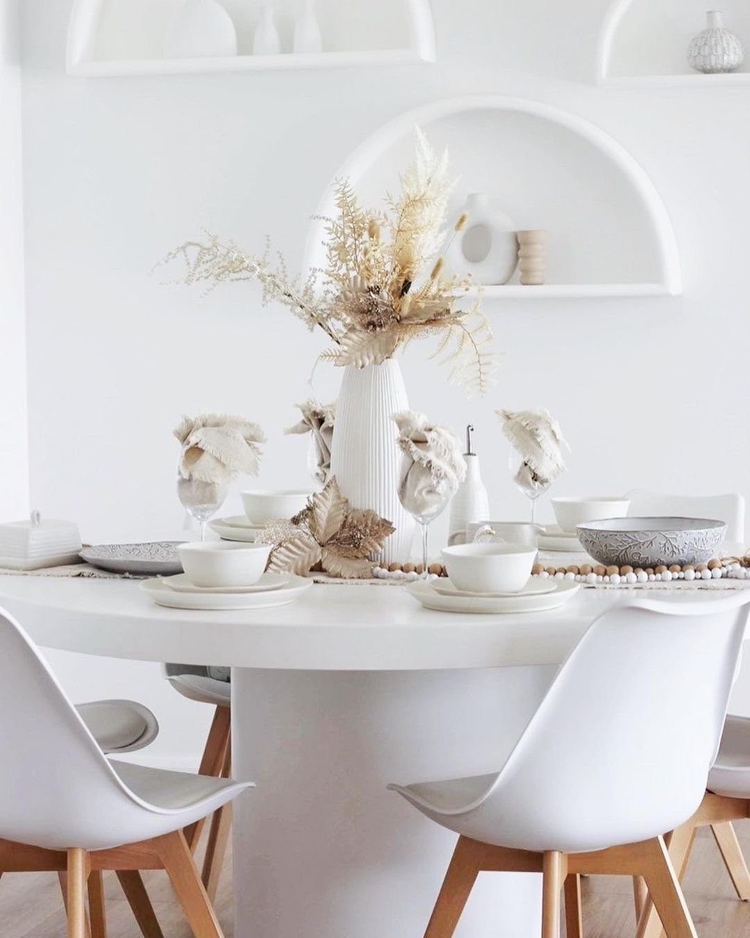 35 Stunning Round Table Decor Ideas for 2025 20 Monochromatic Textural Haven