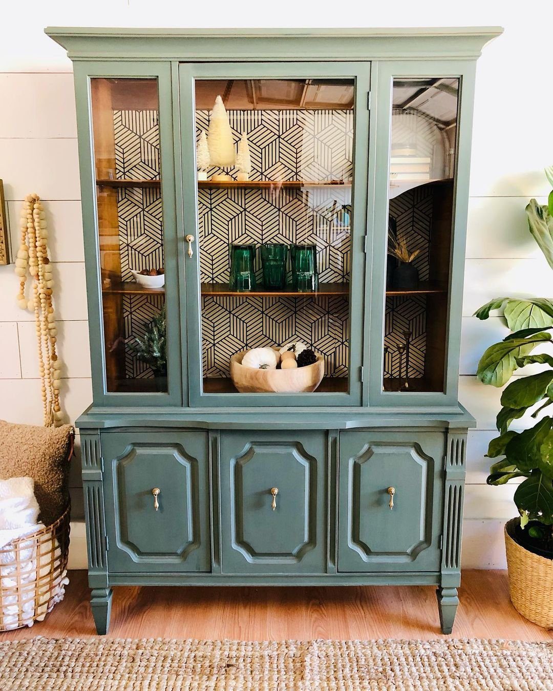 31 Jaw-Dropping China Cabinet Transformations for 2025 10 Geometric Grace Living Room Cabinet