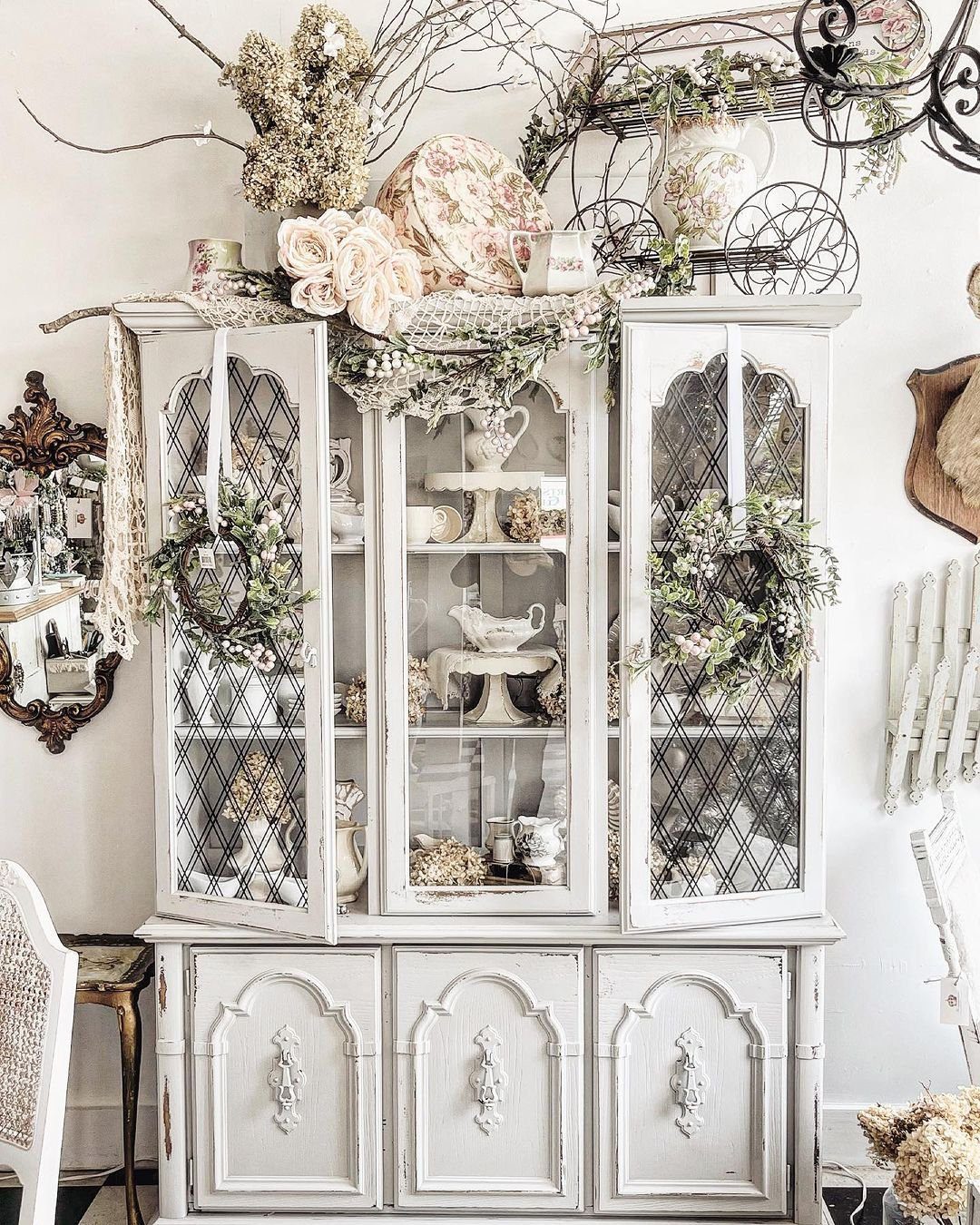 31 Jaw-Dropping China Cabinet Transformations for 2025 30 Romantic Cottage Floristry