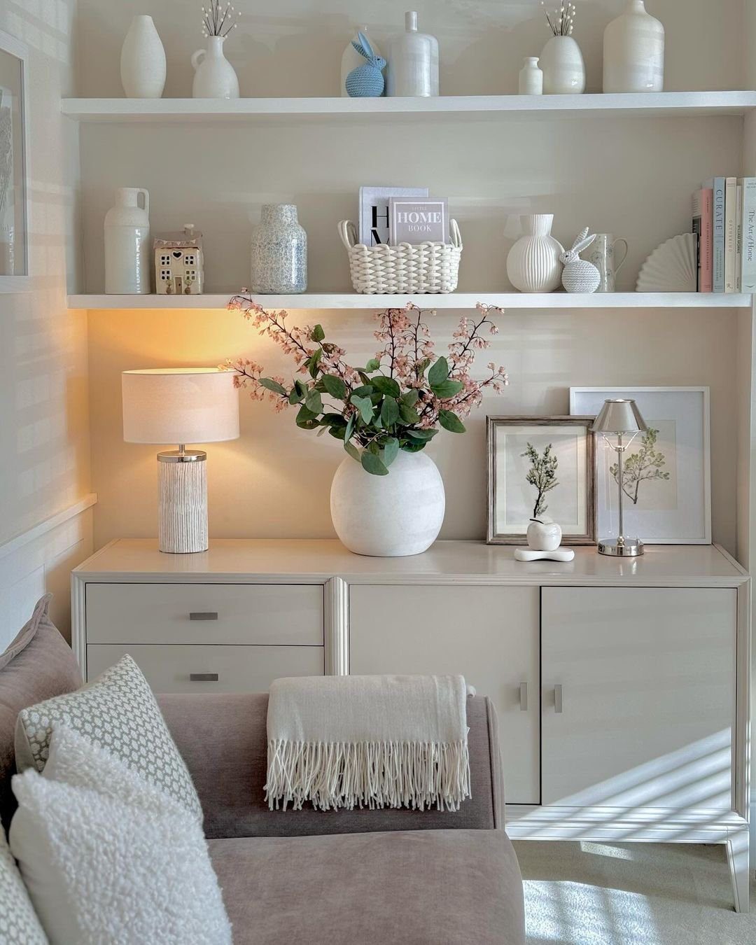 25 Stunning Floating Shelves That Wow in 2025 1 Harmonious Shelf Display for Serene Spaces