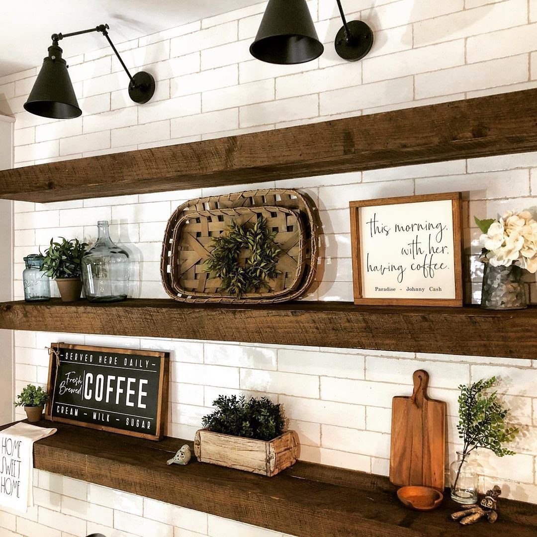 25 Stunning Floating Shelves That Wow in 2025 24 Rustic Charm in a Coffee Corner