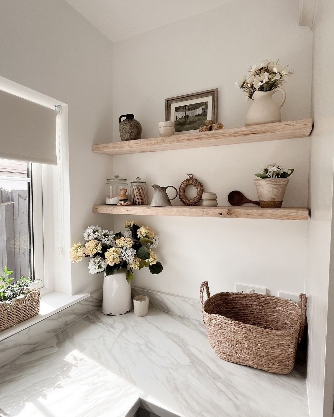 25 Stunning Floating Shelves That Wow in 2025 7 Floating Shelves in a Light-Filled Corner