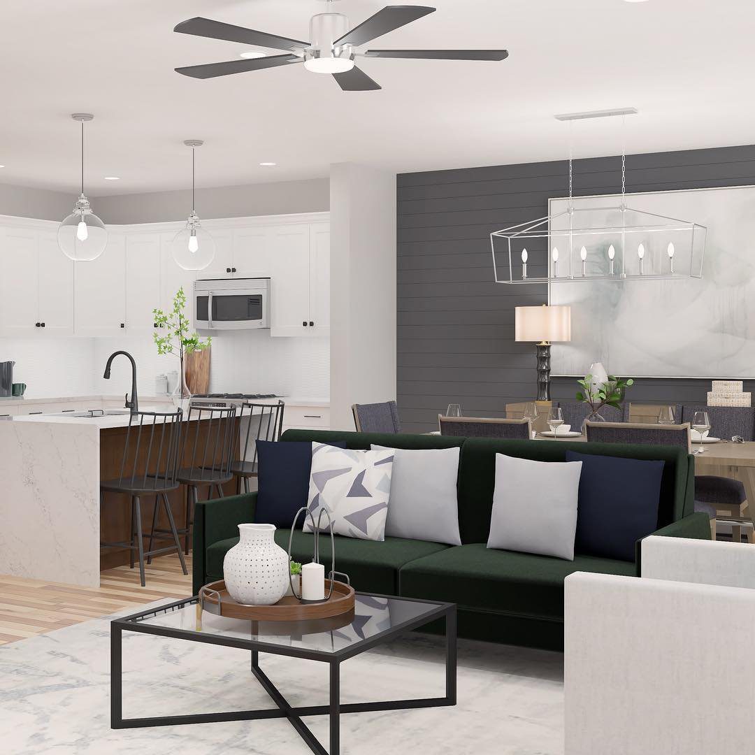 20 Jaw-Dropping Grey Shiplap Ideas for 2025 13 Open-Concept Living Space with Grey Shiplap Accent Wall