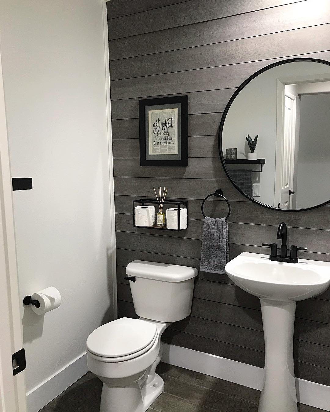 20 Jaw-Dropping Grey Shiplap Ideas for 2025 14 Compact Bathroom with Grey Shiplap and Modern Fixtures