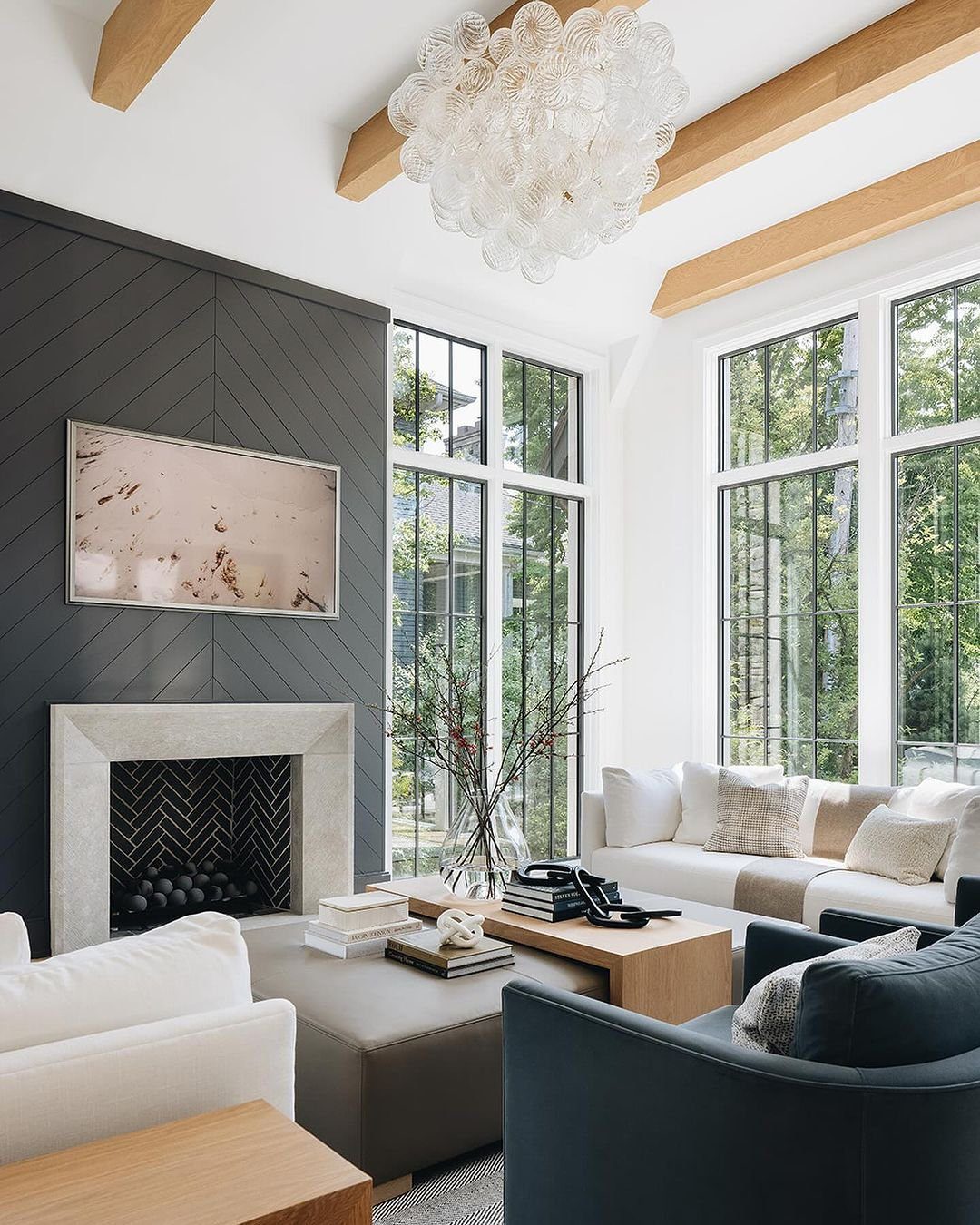 20 Jaw-Dropping Grey Shiplap Ideas for 2025 15 Modern Living Room with Dark Grey Shiplap Fireplace