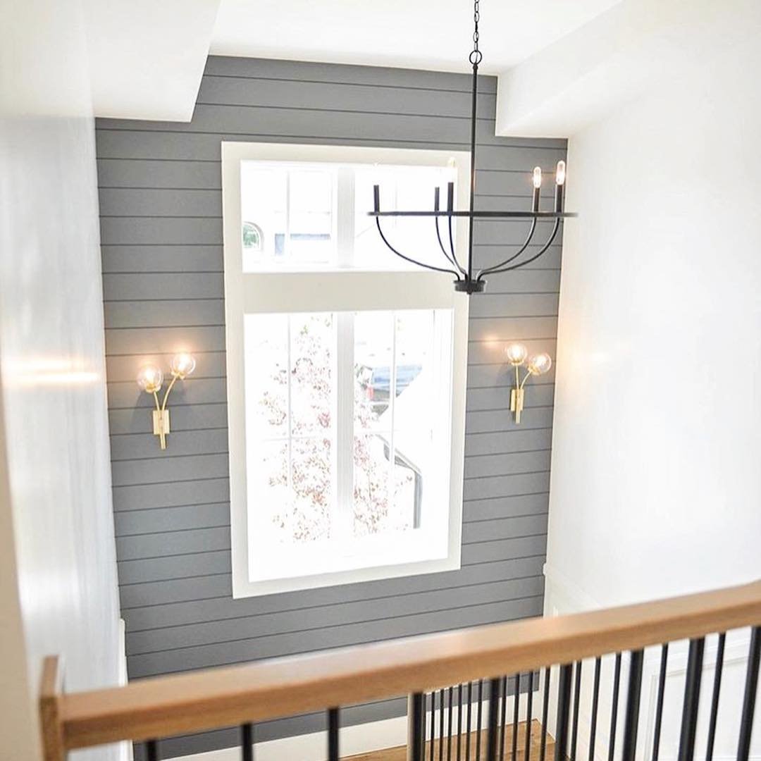 20 Jaw-Dropping Grey Shiplap Ideas for 2025 2 Enhance Your Staircase with Vertical Grey Shiplap