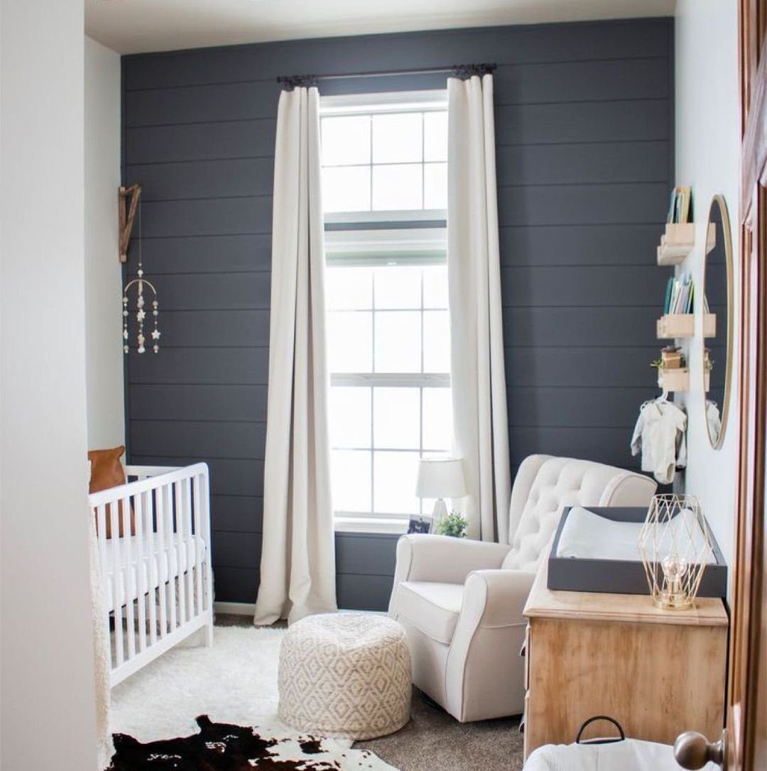 20 Jaw-Dropping Grey Shiplap Ideas for 2025 5 Cozy Nursery with Grey Shiplap Accent Wall