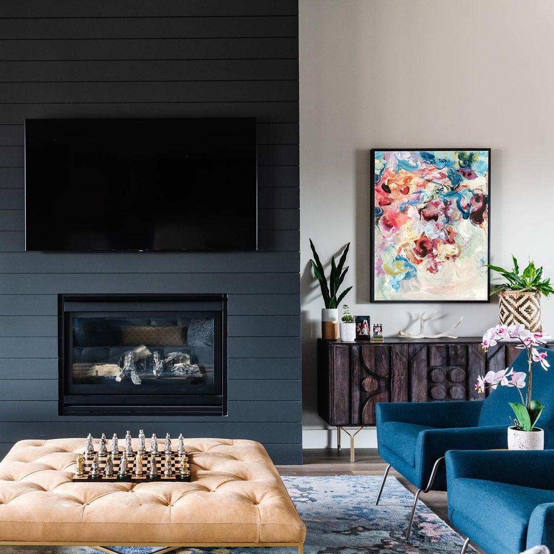 20 Jaw-Dropping Grey Shiplap Ideas for 2025 8 Bold Living Room with Dark Grey Shiplap Fireplace