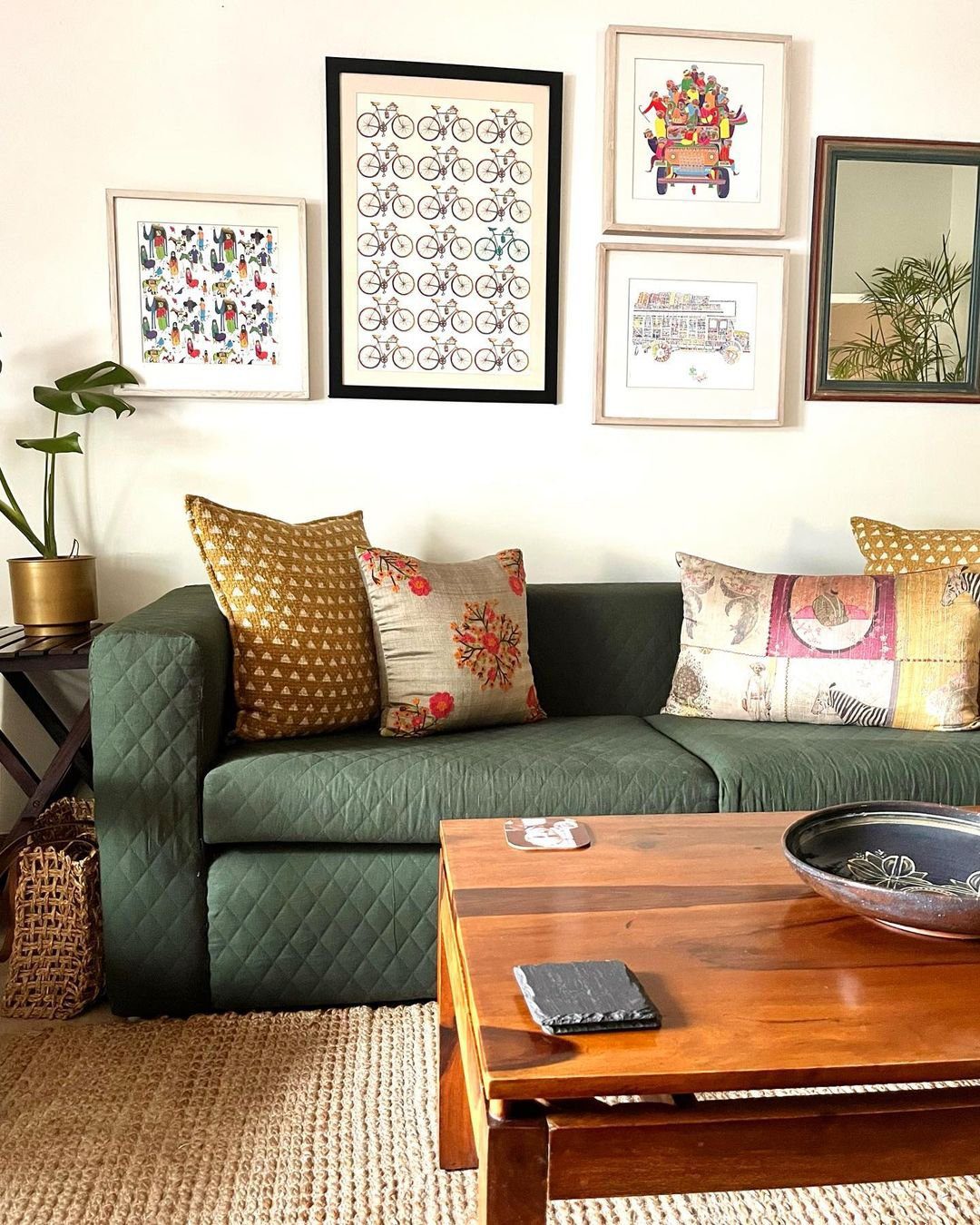 Mix Patterned Pillows and Quirky Wall Art