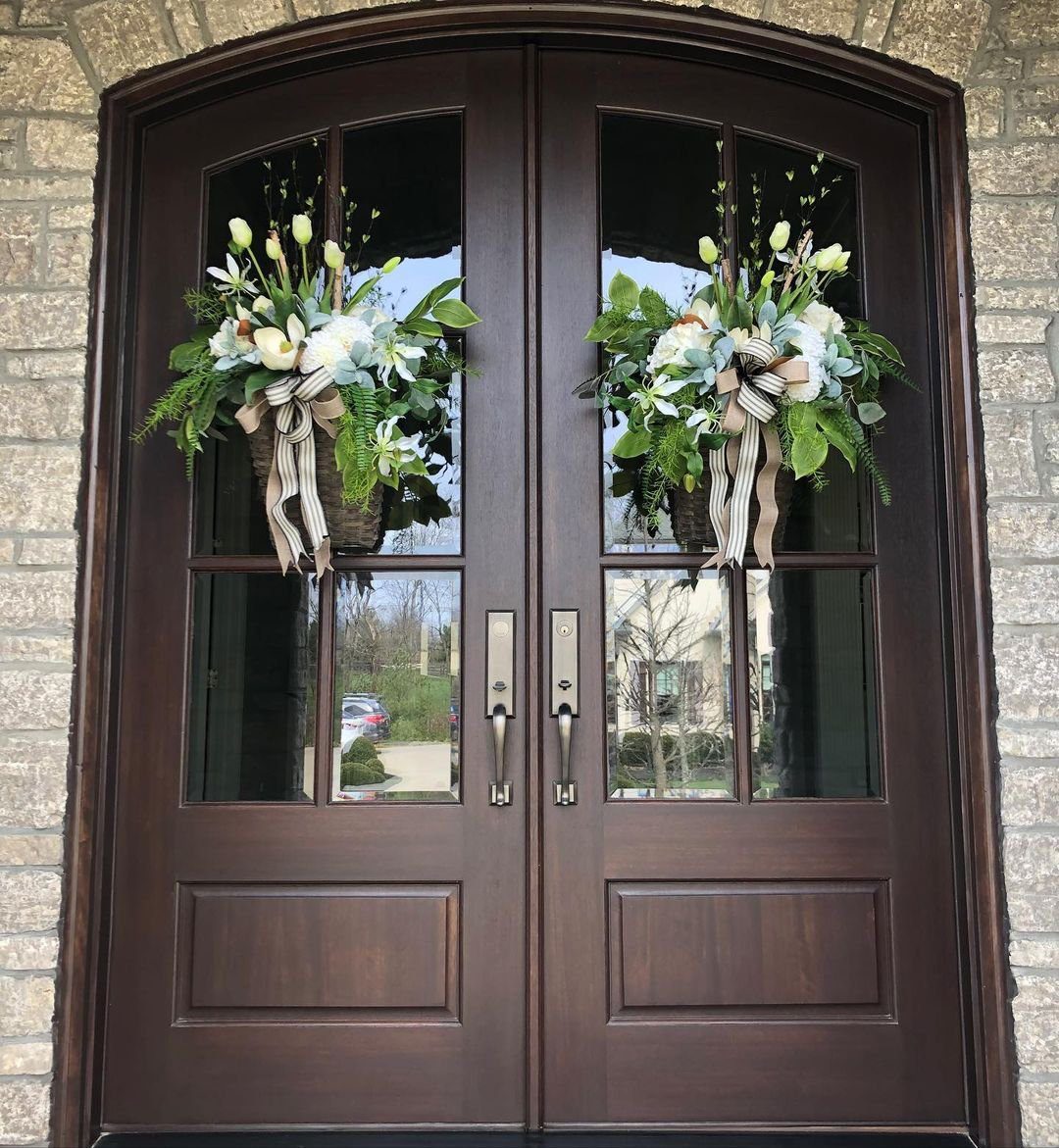 25 Stunning Door Baskets That'll Make Jaws Drop in 2025 11 Elegant Double Door Floral Baskets