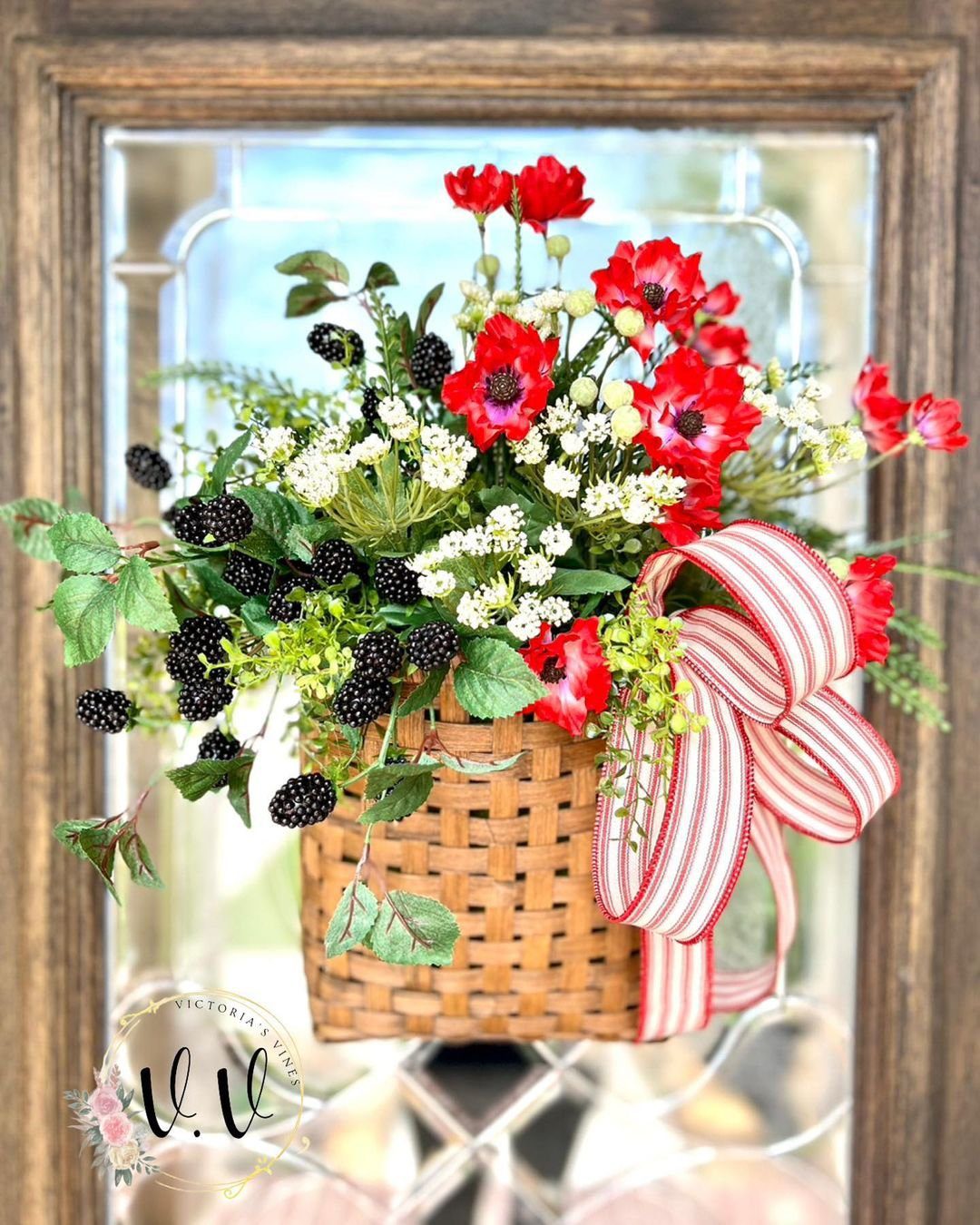 25 Stunning Door Baskets That'll Make Jaws Drop in 2025 7 Rustic Berry and Wildflower Door Basket