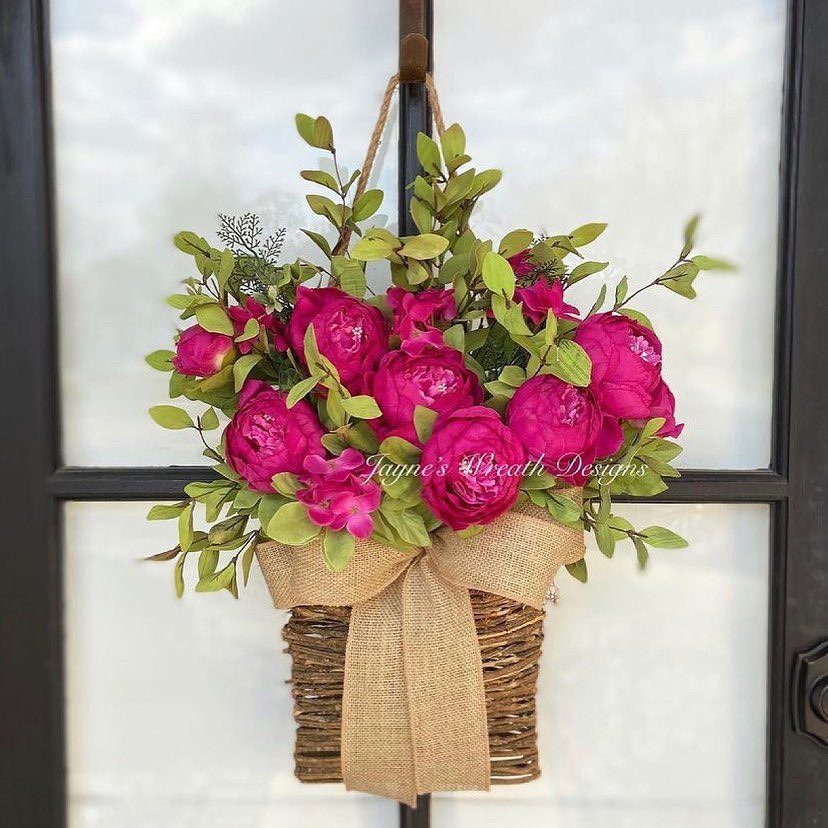 25 Stunning Door Baskets That'll Make Jaws Drop in 2025 8 Vibrant Peony Door Basket