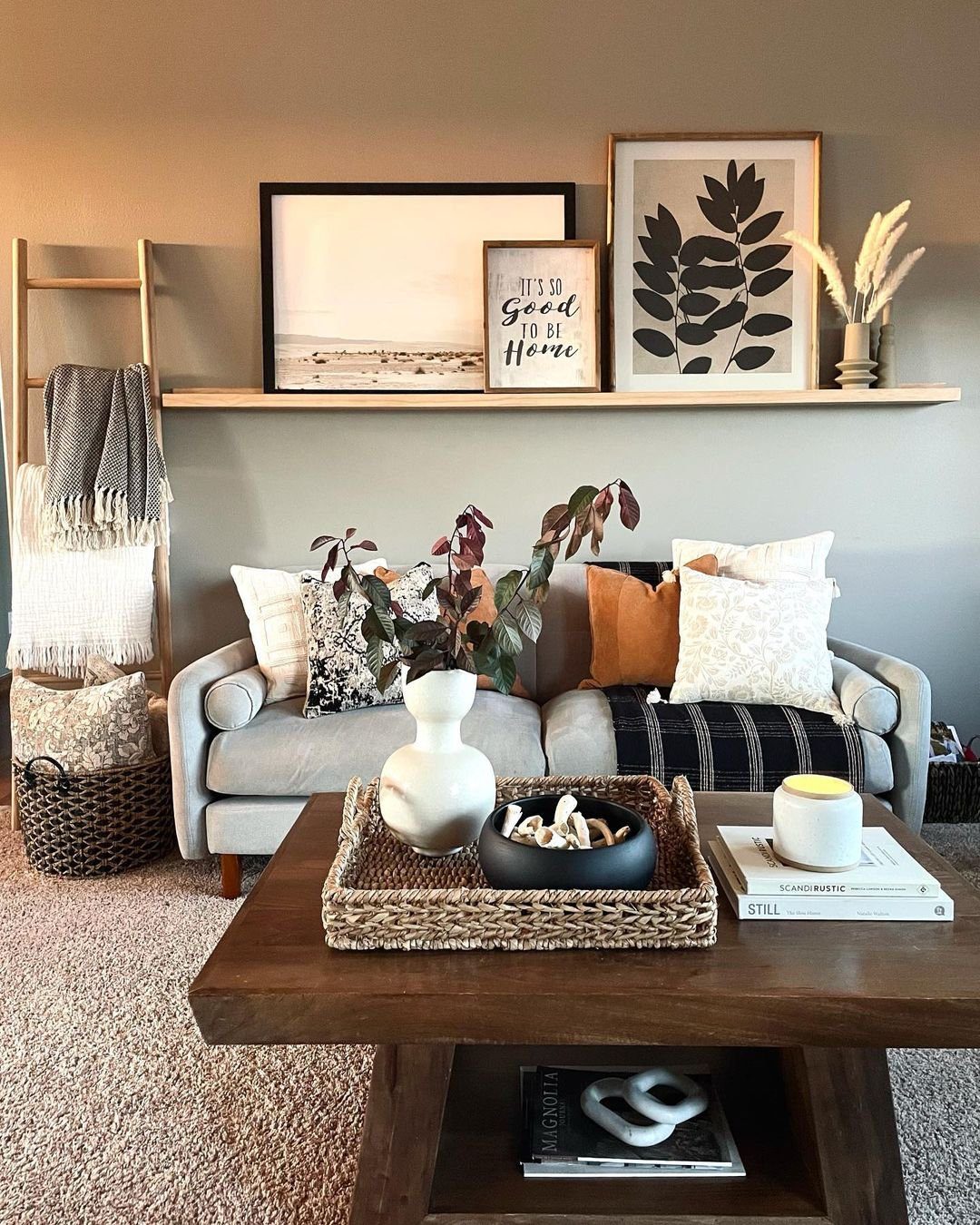 Stunning Picture Ledge Ideas That Wow in 2025! 2 Cozy Living Room with Thoughtfully Styled Picture Ledge
