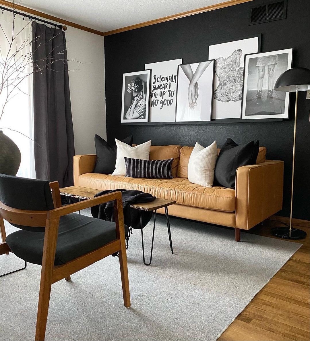 Stunning Picture Ledge Ideas That Wow in 2025! 7 Bold Living Room with Black and White Picture Ledge Display