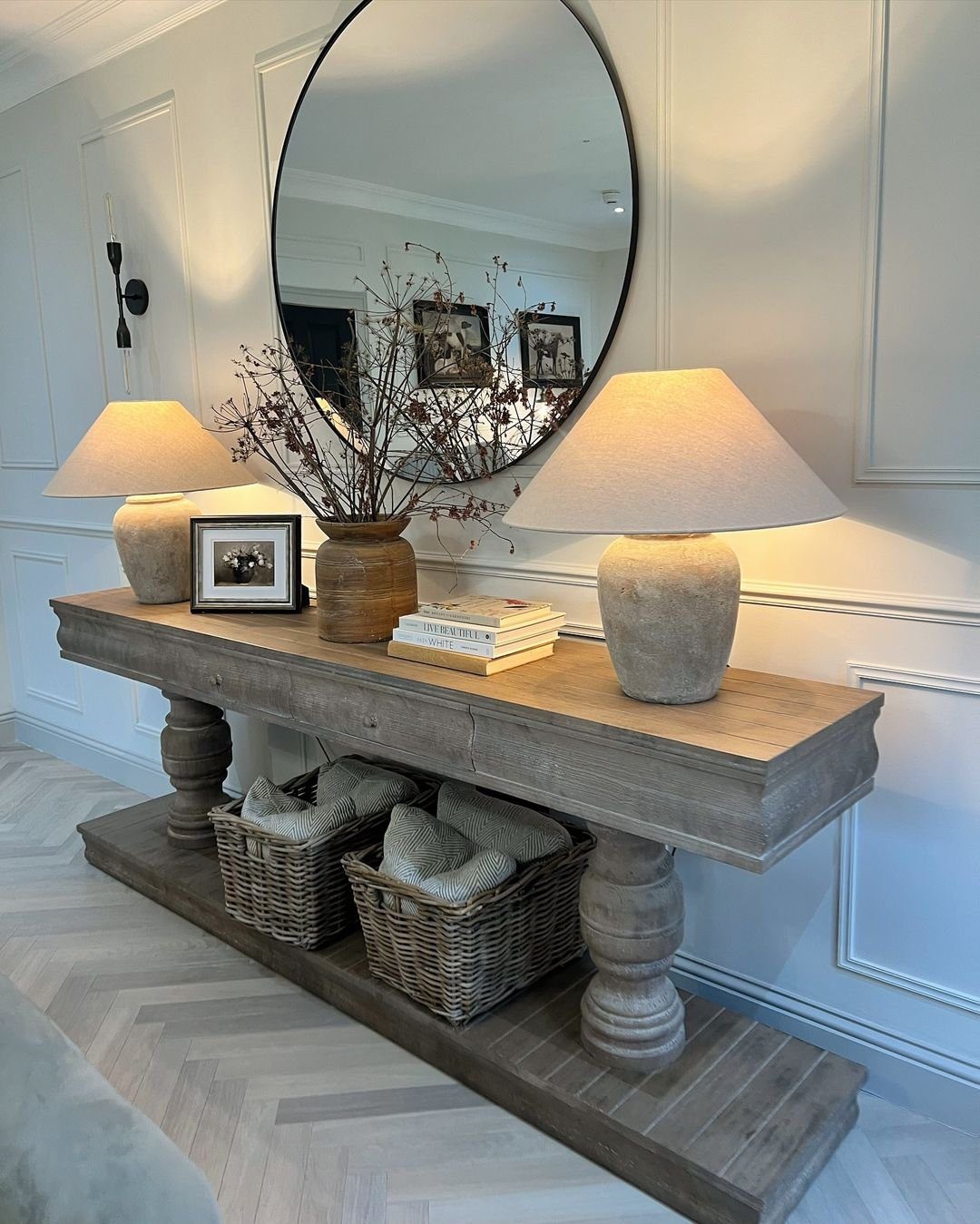 25 Jaw-Dropping Console Lamp Ideas for 2025 4 Rustic Symmetry with Cozy Illumination