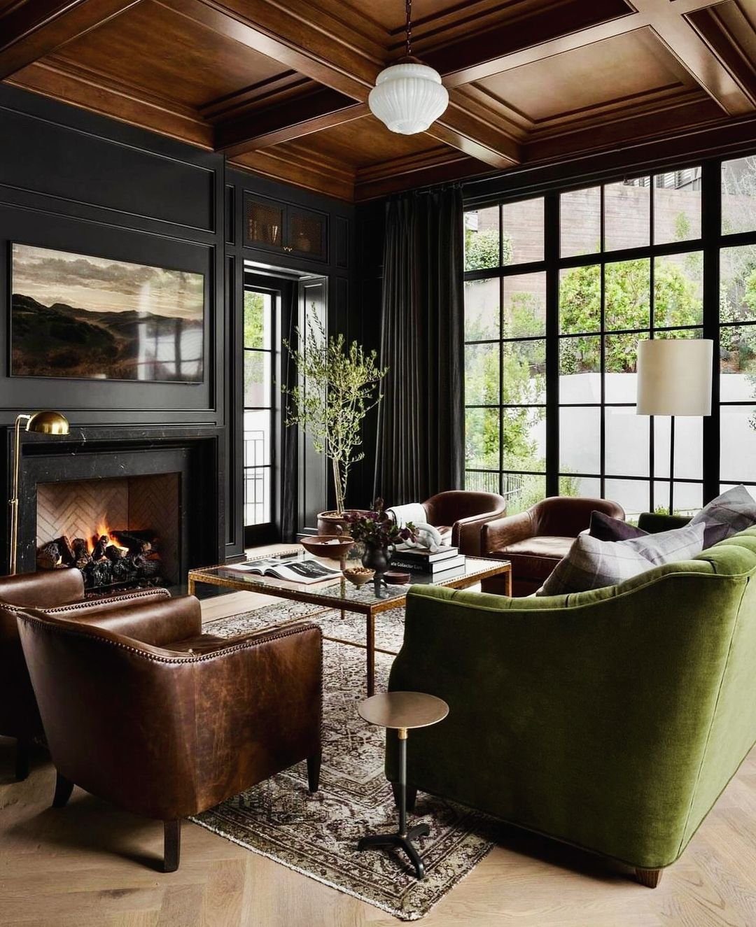 25 Jaw-Dropping Coffered Ceiling Ideas for 2025 22 22. Moody Sophistication with Vintage Charm