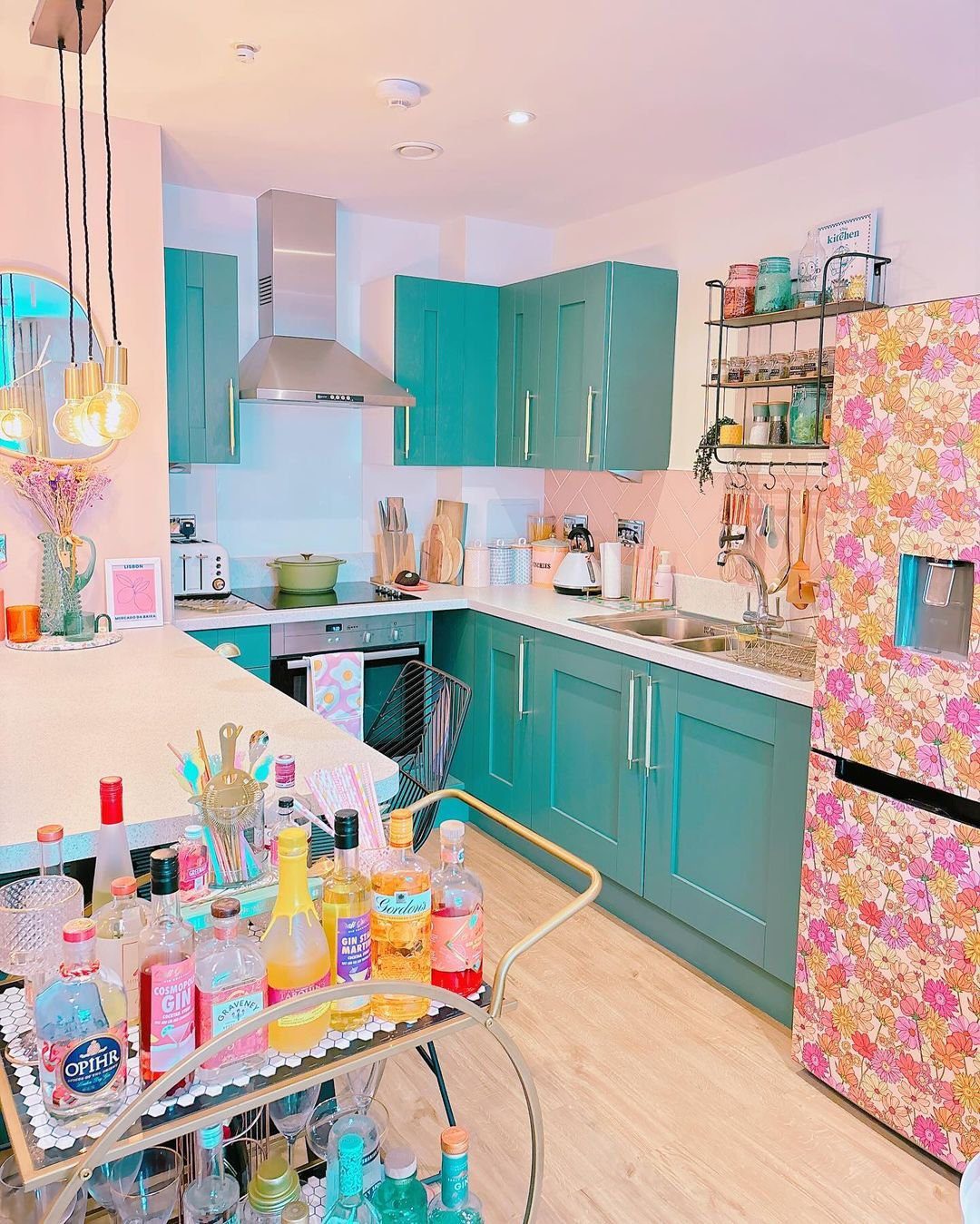 25 Mind-Blowing Dopamine Decor Kitchen Hacks for 2025 6 Retro Florals Meet Bold Color Pops