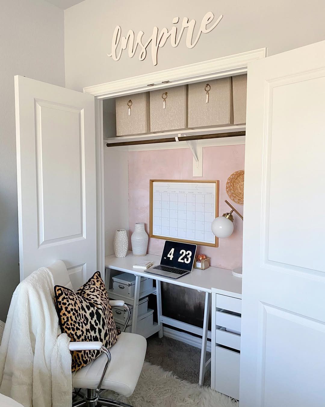 Blush And Neutral Closet Office