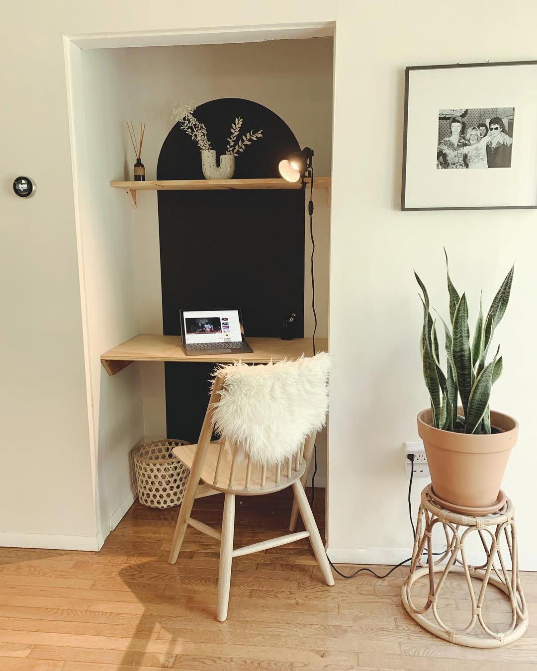 Minimalist Closet Office With Bold Accents