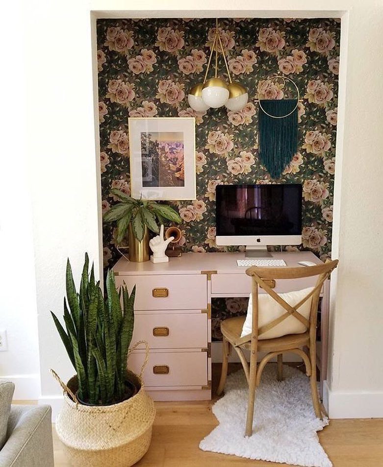 Floral Elegance In A Cozy Office