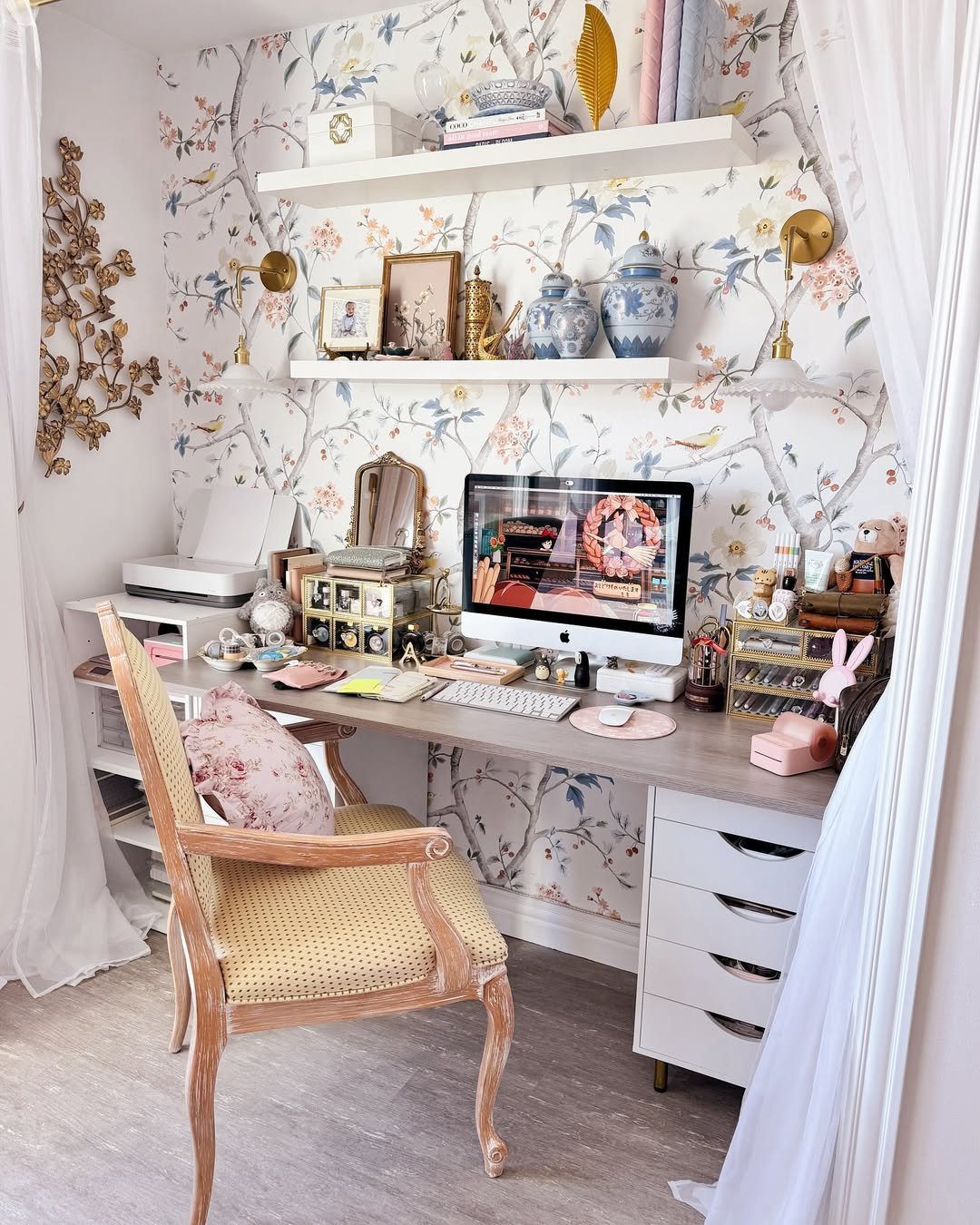 Romantic Floral Closet Office Design