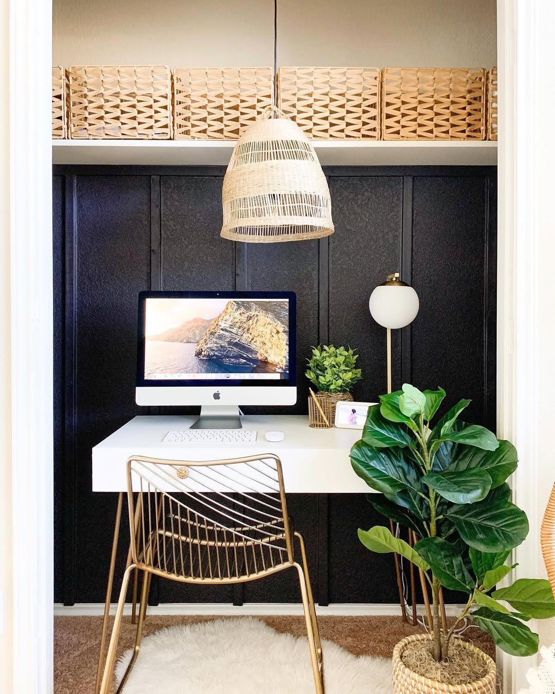Bold Black Closet Office With Texture