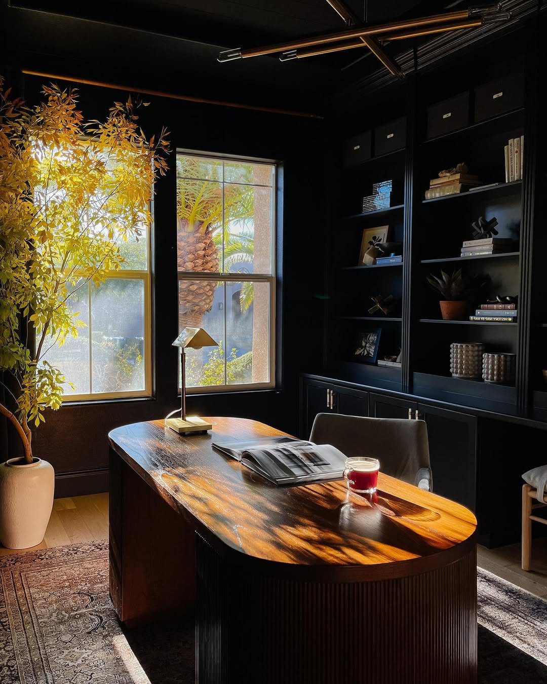 Jaw-Dropping Modern Office Ideas for 2025! 2 Dramatic Light Meets Dark Sophistication