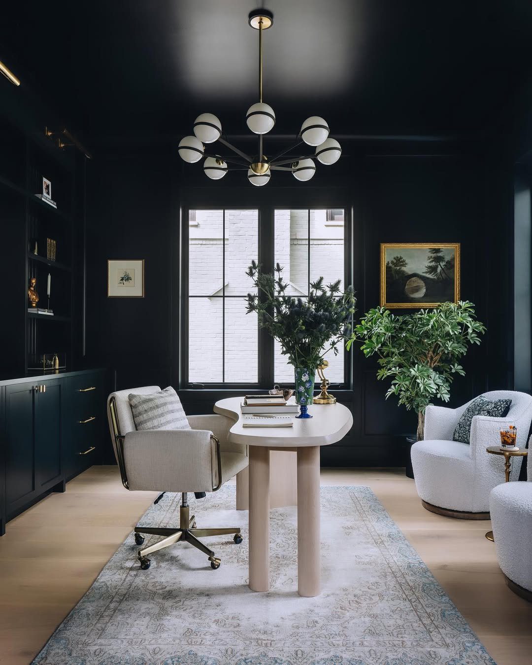 Jaw-Dropping Modern Office Ideas for 2025! 6 Dark Drama With Fresh Elegance