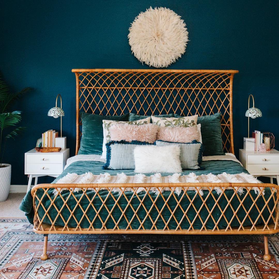 Jaw-Dropping Teal Bedrooms That Stun in 2025! 9 Teal Elegance Meets Boho Rattan