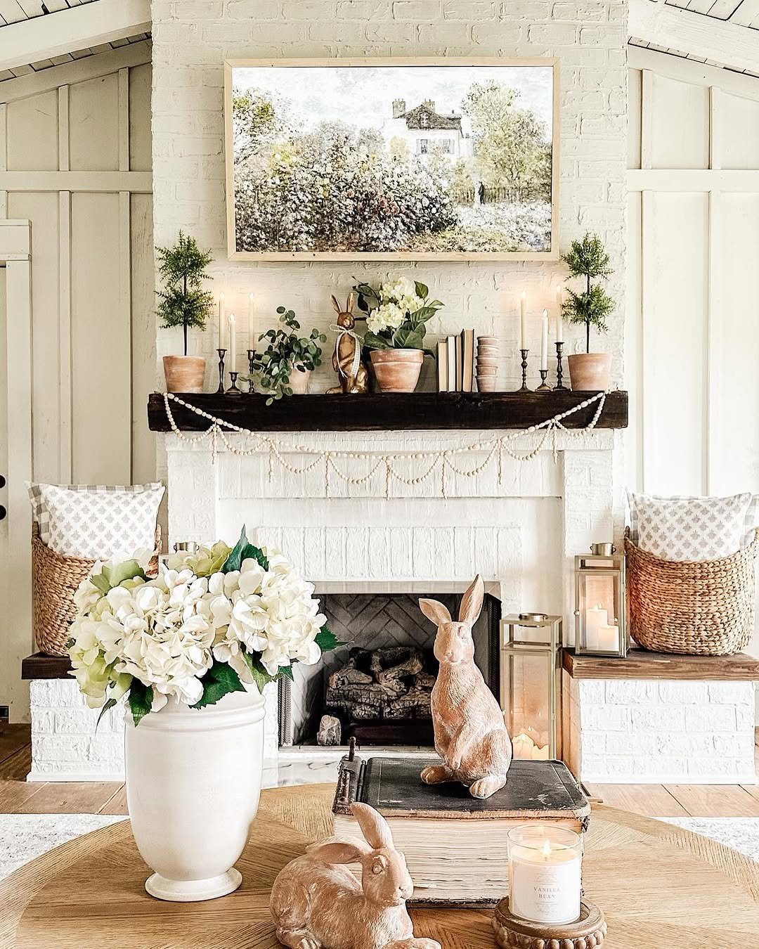 Jaw-Dropping Spring Living Room Makeovers for 2025 16 Whimsical Spring Mantel With Rustic Charm