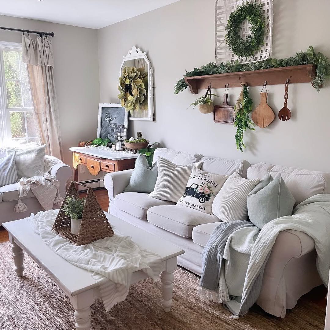 Jaw-Dropping Spring Living Room Makeovers for 2025 4 Farmhouse Greens And Rustic Warmth