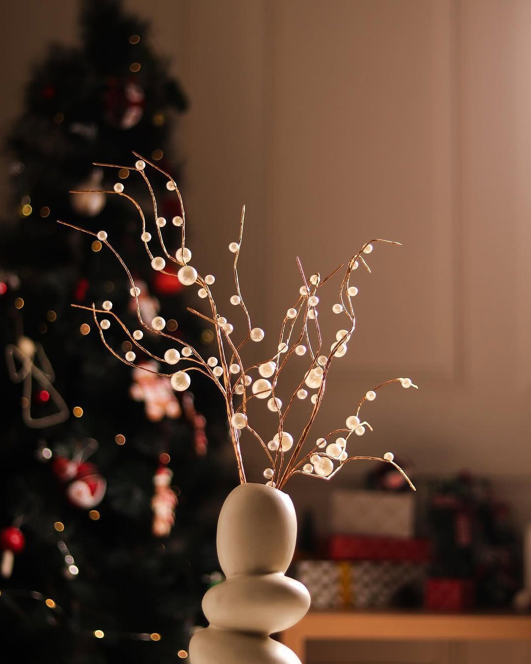 Elegant Pearl Branches For Festive Glow