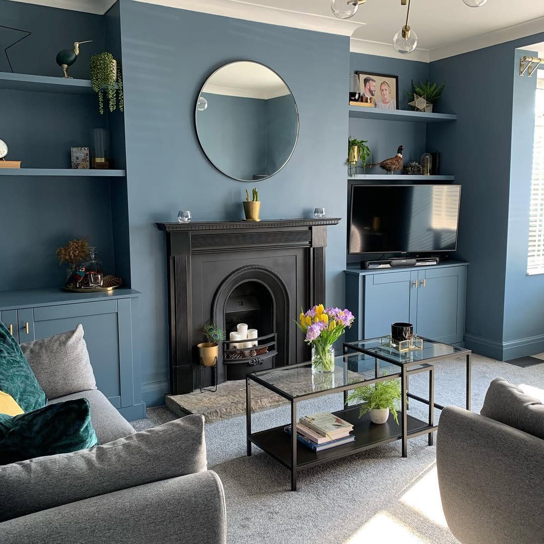 Jaw-Dropping Blue-Grey Living Rooms for 2025! 25 Bold Contrast In Blue And Grey