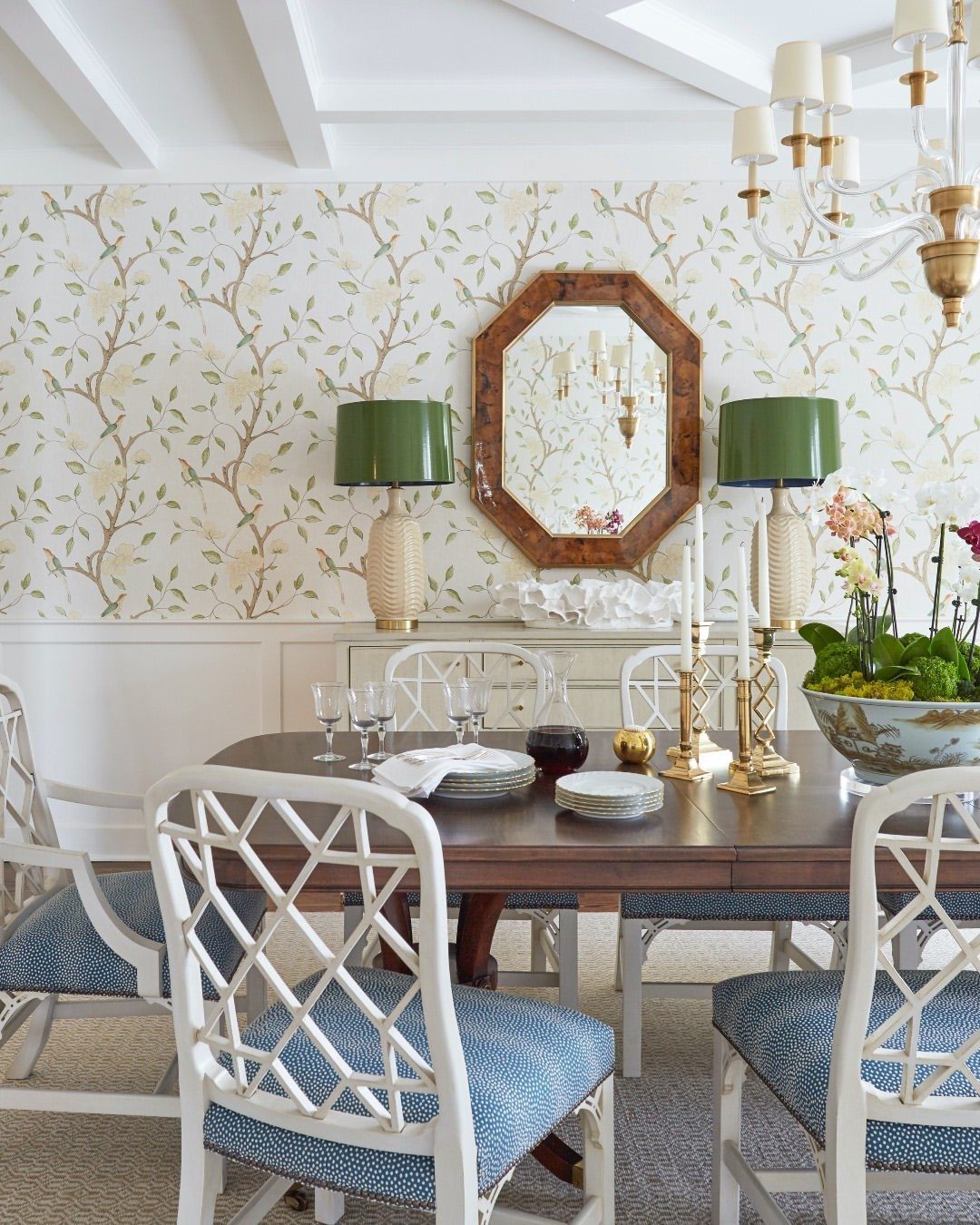25 Stunning Dining Room Wallpapers That Scream Luxury 2025 18 Botanical Wallpaper For A Fresh And Elegant Dining Room
