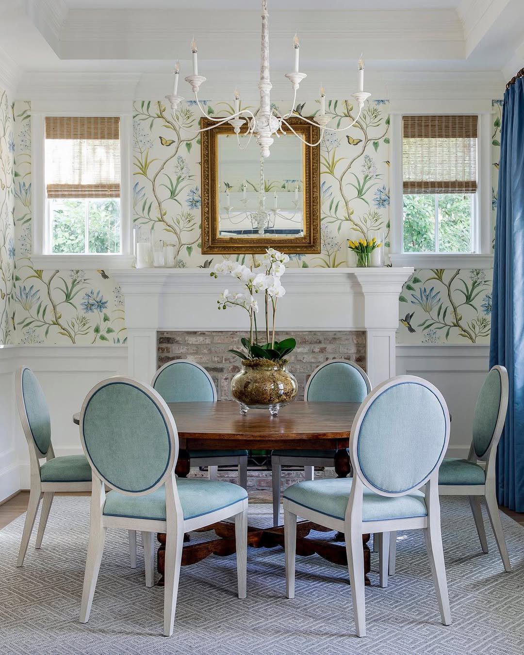 25 Stunning Dining Room Wallpapers That Scream Luxury 2025 6 Botanical Wallpaper For A Fresh And Elegant Dining Room
