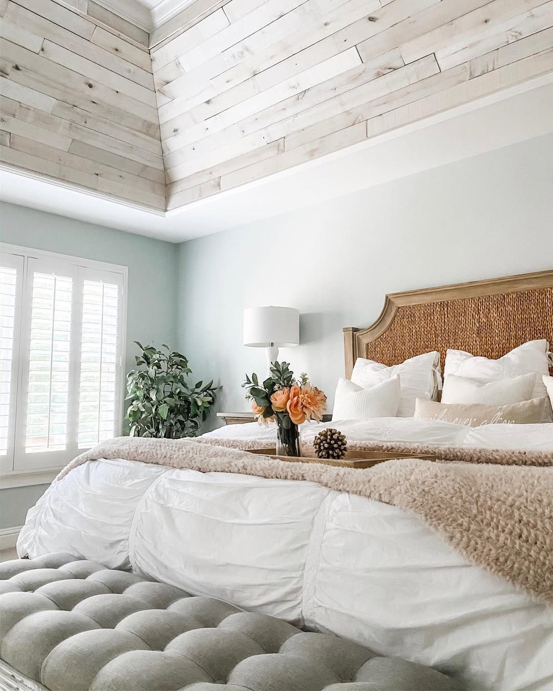 25 Mind-Blowing Bedroom Ceilings You Need in 2025 16 Tray Ceiling With Rustic Wood Planks