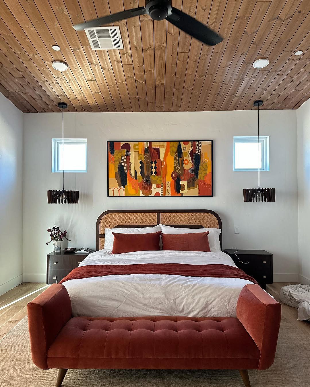 25 Mind-Blowing Bedroom Ceilings You Need in 2025 3 Warm Wooden Ceiling For Cozy Vibes