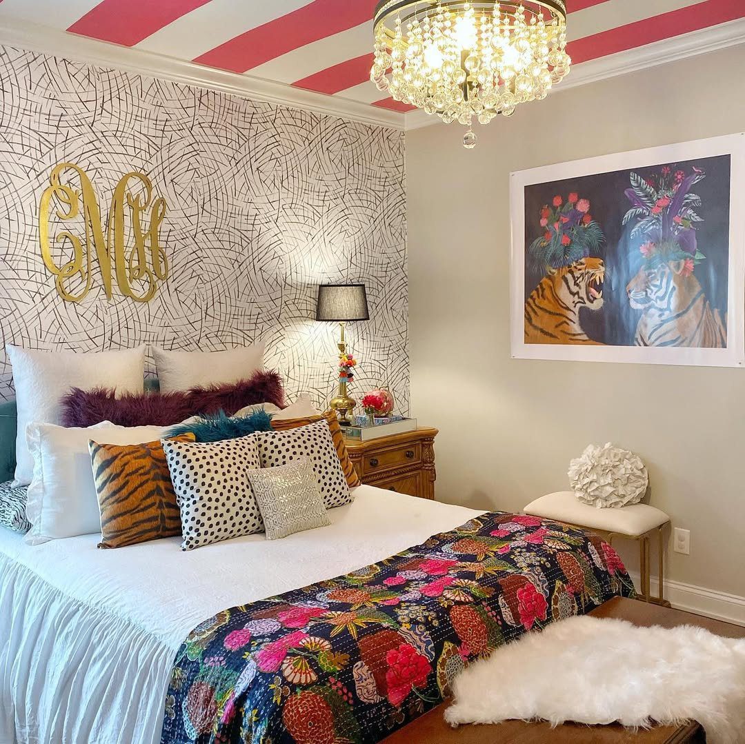 25 Mind-Blowing Bedroom Ceilings You Need in 2025 5 Striped Ceiling For Playful Personality