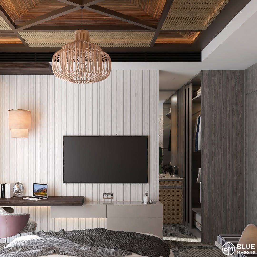 25 Mind-Blowing Bedroom Ceilings You Need in 2025 6 Geometric Cane Ceiling For Modern Luxe