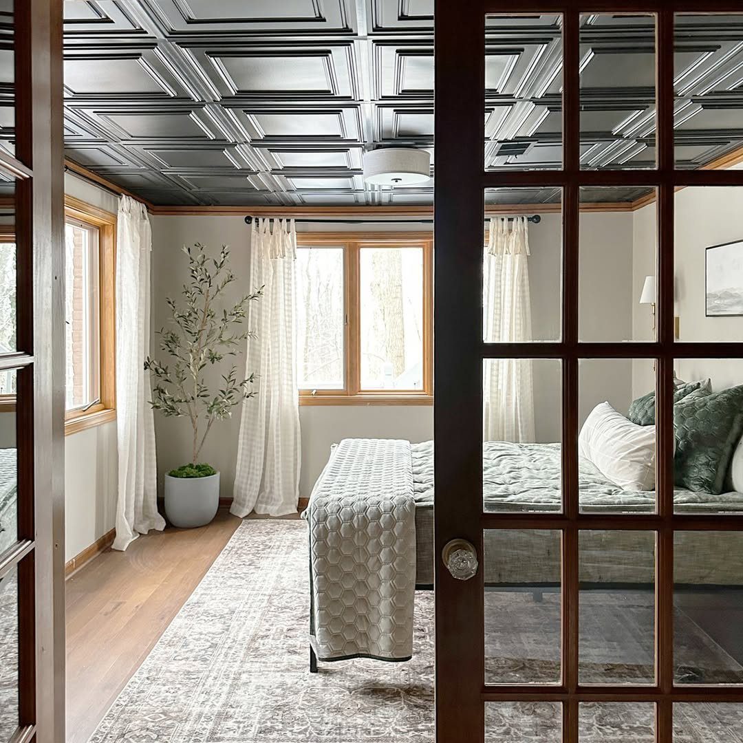 25 Mind-Blowing Bedroom Ceilings You Need in 2025 7 Black Coffered Ceiling For Bold Contrast