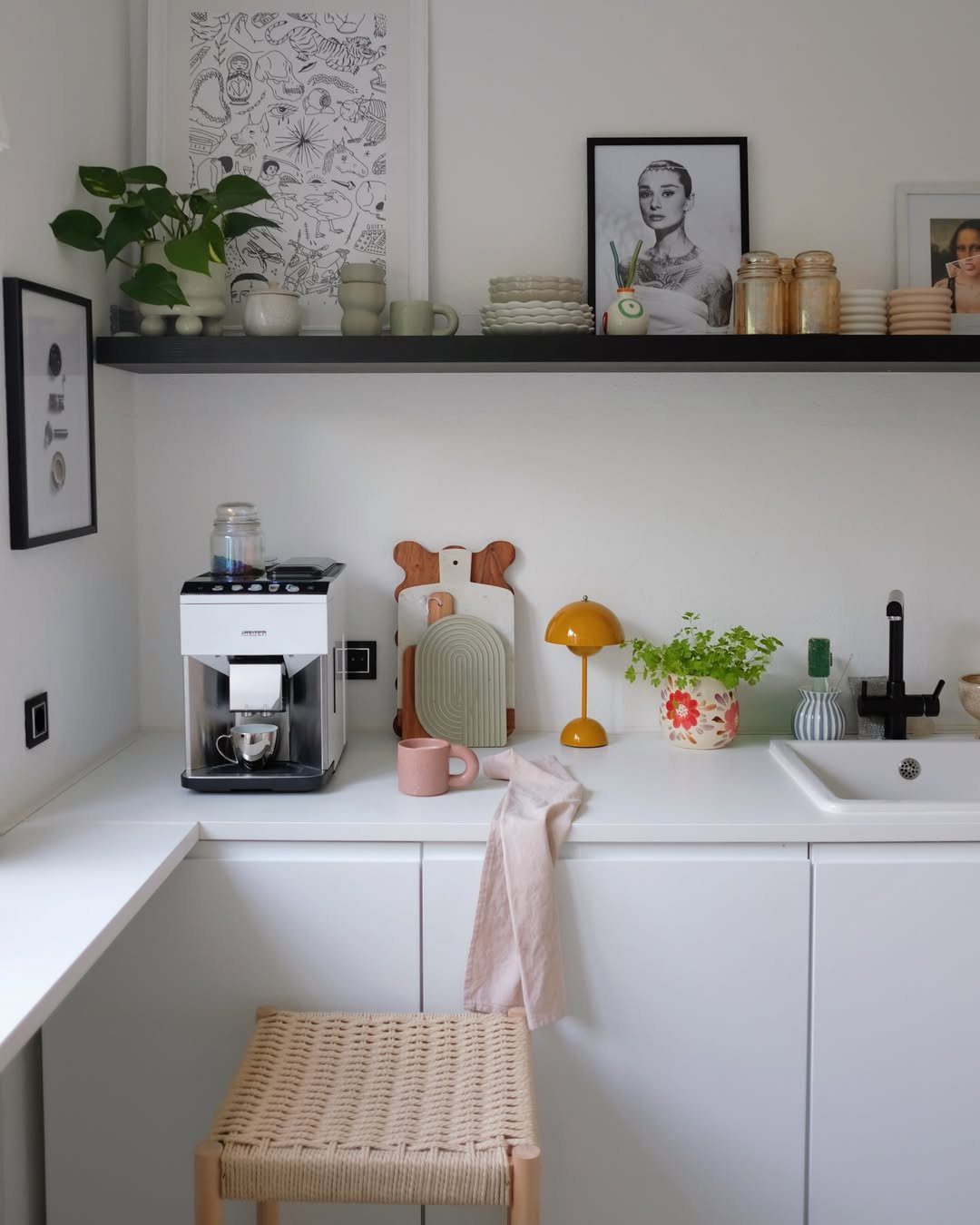 25 Stunning Kitchen Shelf Hacks You Need in 2025! 9 Modern Contrast With Playful Accents