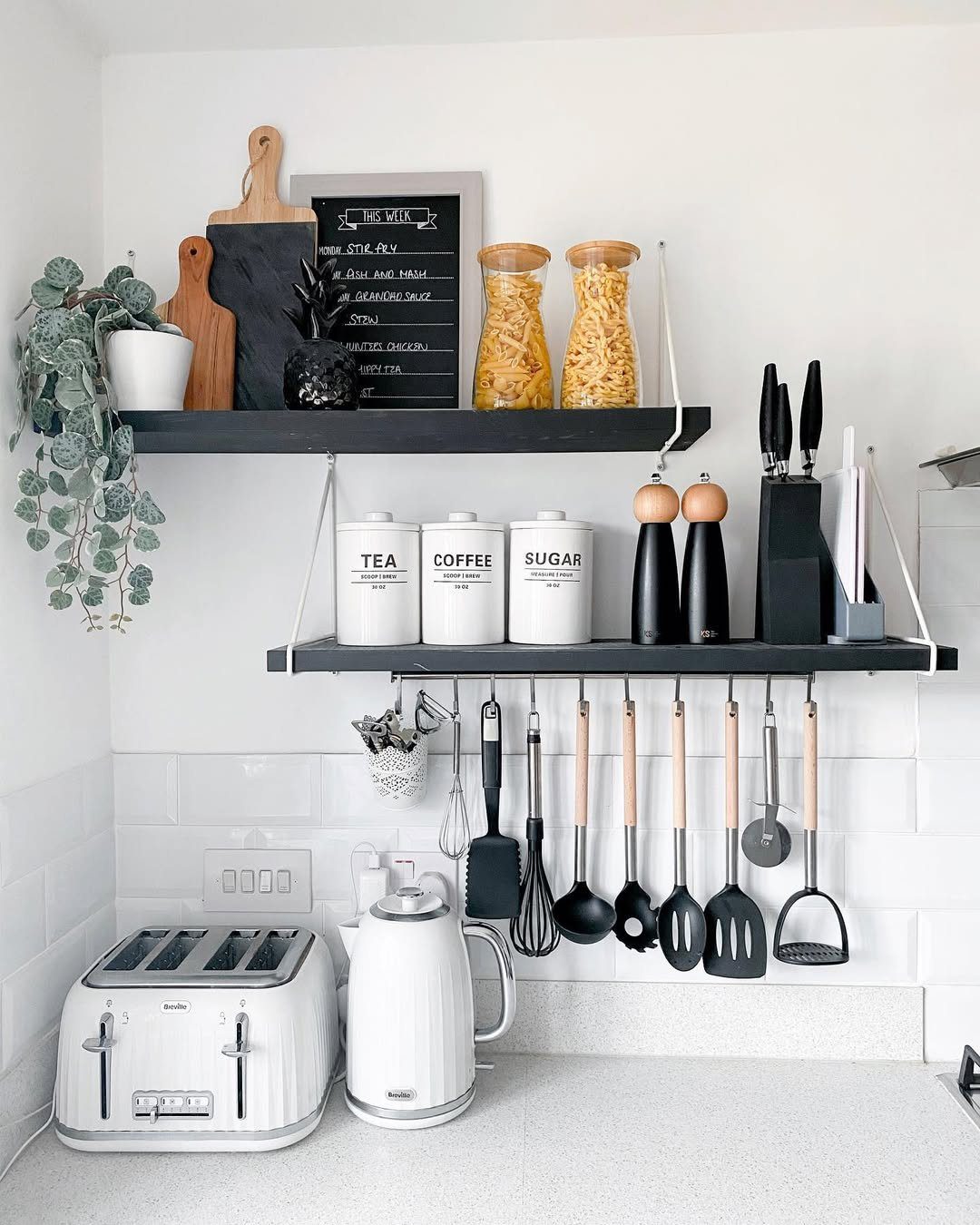 25 Stunning Kitchen Shelf Hacks You Need in 2025! 20 Sleek Monochrome With Smart Organization