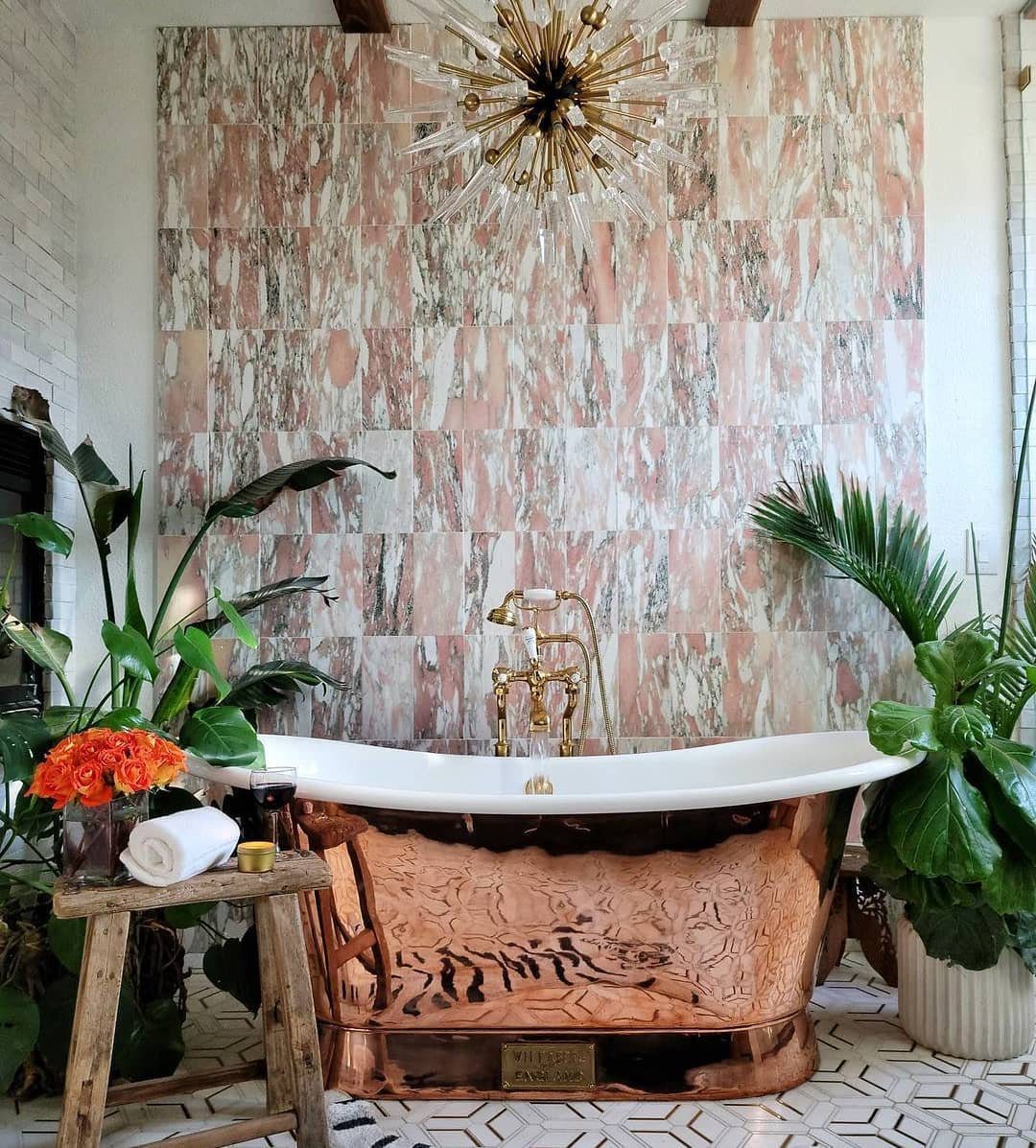 25 Mind-Blowing Eclectic Bathroom Designs for 2025 15 Luxurious Copper Meets Natural Elegance