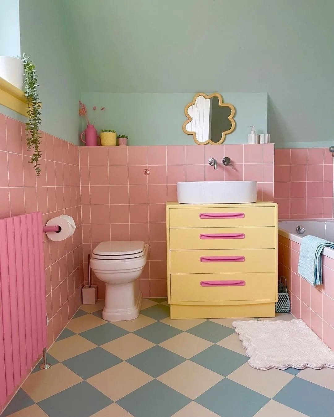 25 Mind-Blowing Eclectic Bathroom Designs for 2025 23 Pastel Retro With A Whimsical Twist