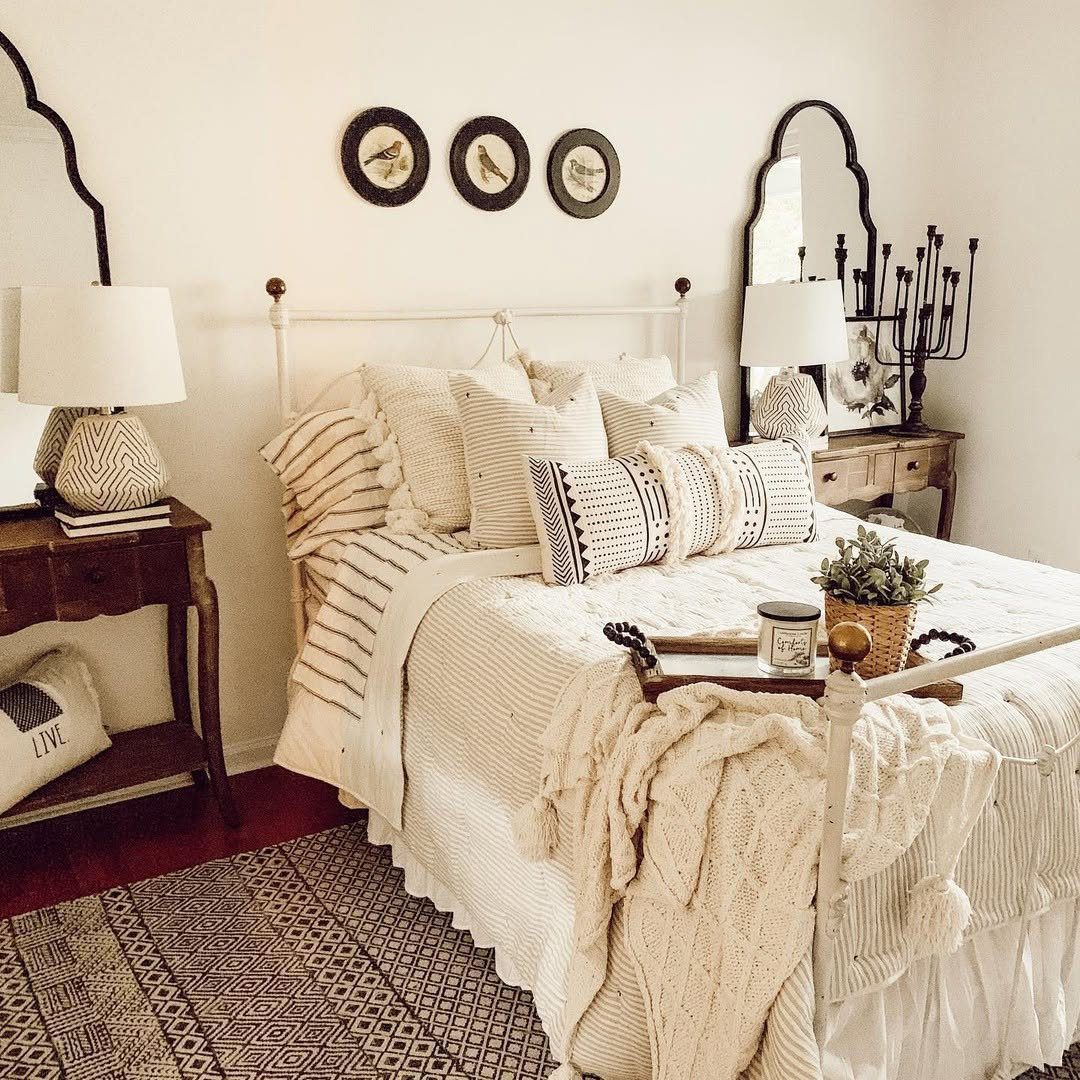 25 Dreamy Farmhouse Bedrooms You'll Obsess Over (2025) 1 Timeless Neutrals With Rustic Charm