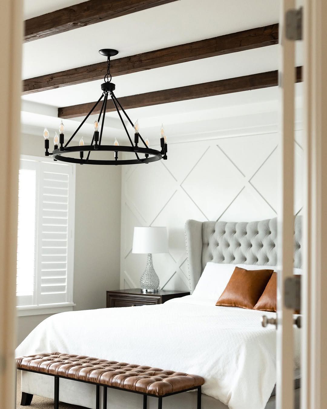 25 Dreamy Farmhouse Bedrooms You'll Obsess Over (2025) 23 Modern Farmhouse With Rustic Contrast