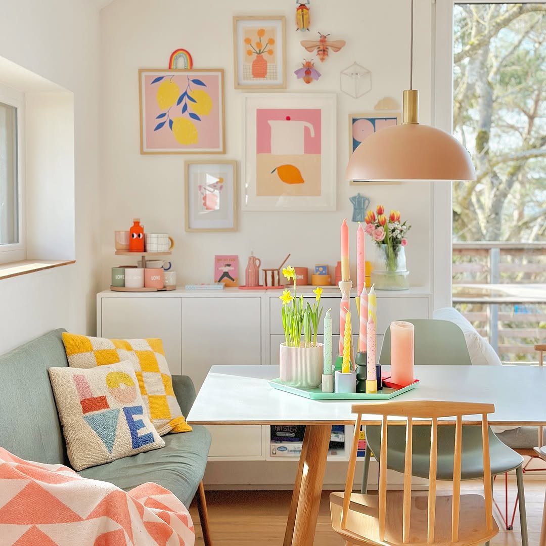 Stunning Sun-Soaked Dining Rooms for 2025! 3 A Playful Pastel Dream In Sunlight
